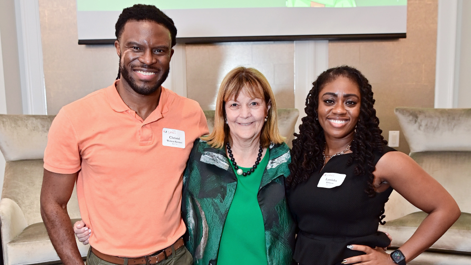 Left to right, Christel Wekon-Kemeni, Patricia Whitely, and Lattisha Bilbrew connect in Atlanta.