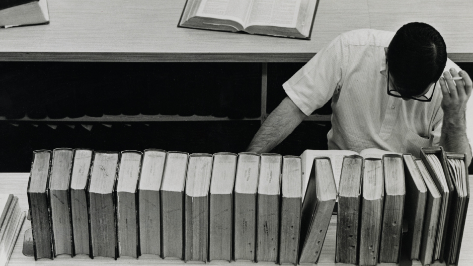 Student studying in the Otto G. Richter Library, 1961.
