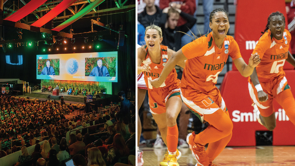 Commencement ceremonies are now held at the Watsco Center, which opened in 2003. Hurricanes women’s and men’s basketball teams also play their games at the center.