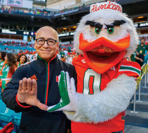 President Joe Echevarria and Sebastian The Ibis