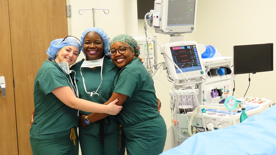 Jennifer Robbins, left, and Sharon Musekiwa, right, were matched with mentor Akudo Ekeke. Photo courtesy of Joy Elizabeth Cadman